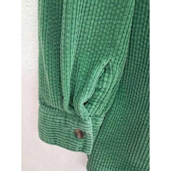 Vintage LL Bean Shacket Wide Whale Shirt Corduroy Green Button Up Women's Large - Picture 5 of 15